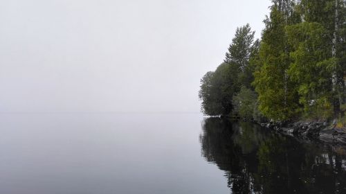 lake reflection mist