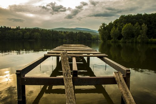 lake  pier  trees