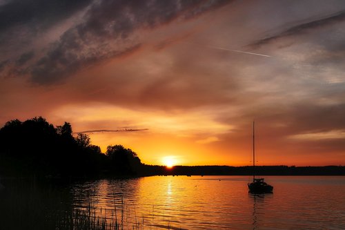 lake  sunset  abendstimmung