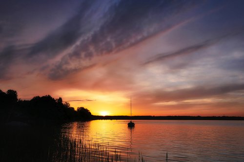 lake  sunset  abendstimmung