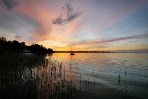 lake  sunset  abendstimmung