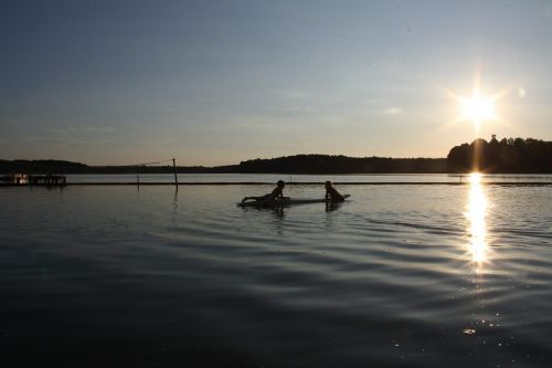 lake kayaks landscape