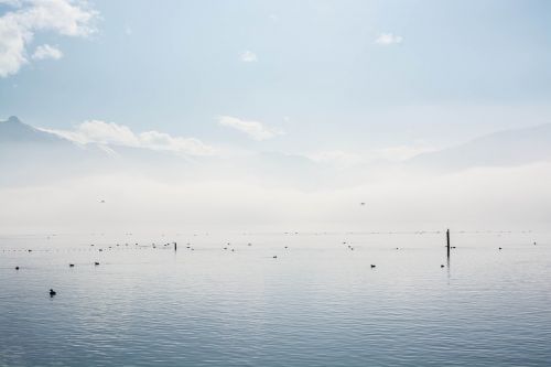 lake clouds fog