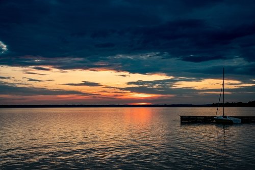 lake  sunset  boat