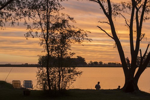 lake  sunset  picnic