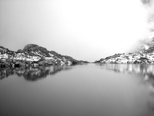 lake snow mountain