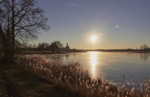 lake  church  landscape