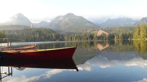lake  boat  mountain