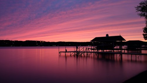 lake  sunset  boat dock