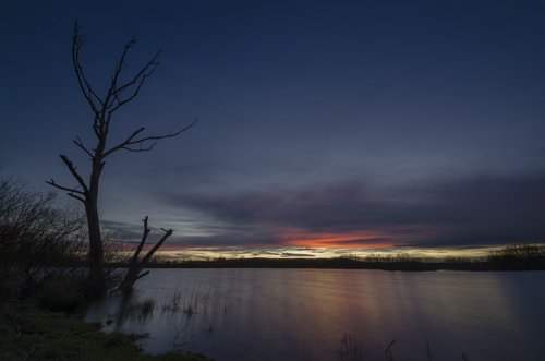 lake  afterglow  sunset