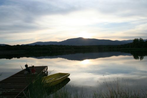 lake reservoir sunset