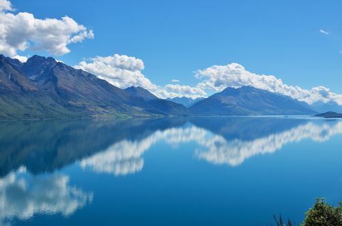 lake the scenery blue sky