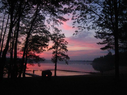 lake after sunset sun