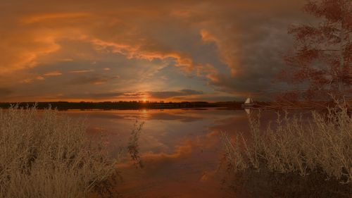 lake sunset nature