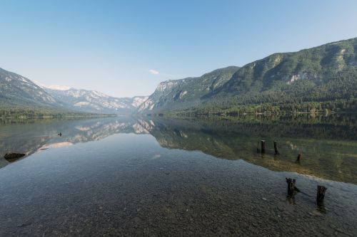 lake reflection mountains