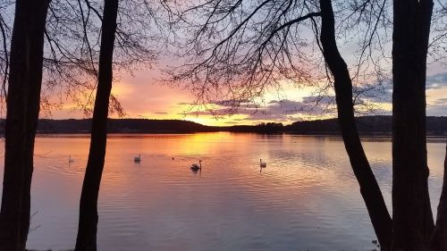 lake sunset sky