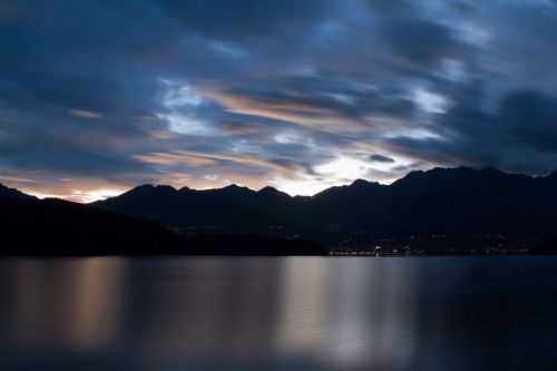 lake clouds sunset