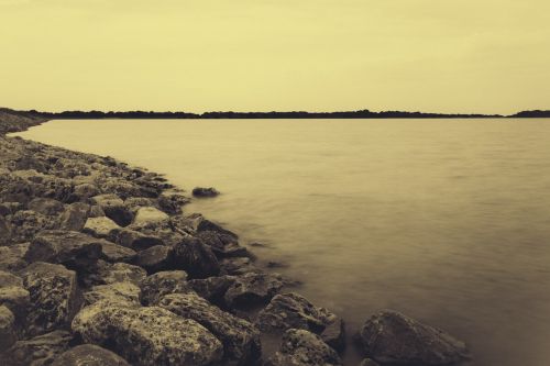 lake water rocks