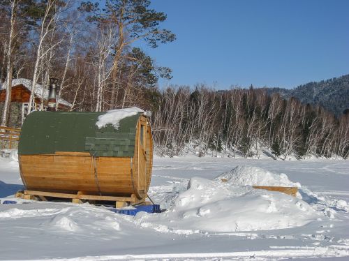 lake baikal sauna frozen lake