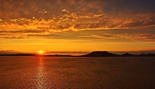 lake balaton in the evening sunset