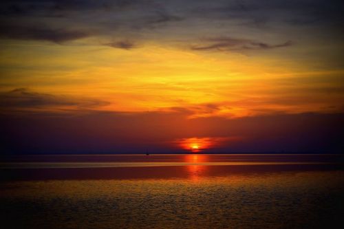 lake balaton sunset in the evening