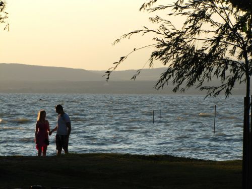 lake balaton water couple in love