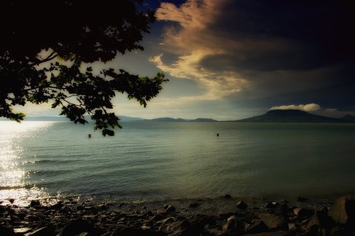 lake balaton  clouds  water