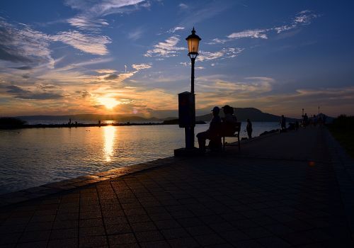 lake balaton sunset landscape