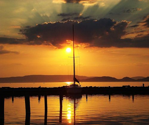 lake balaton sunset landscape