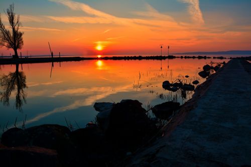 lake balaton sunset water