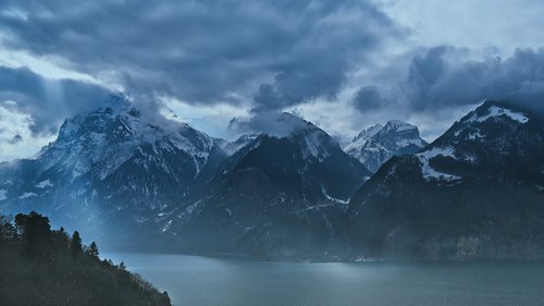 lake lucerne region  clouds  switzerland