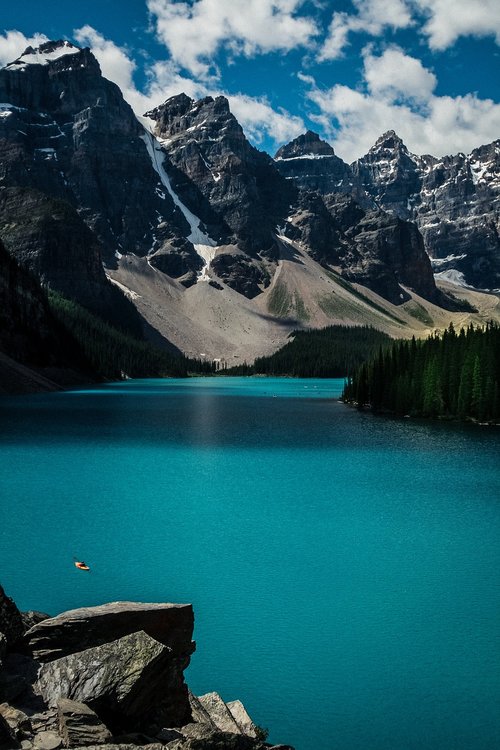 lake moraine  mountains  landscape