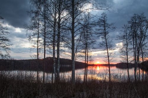 lake scenery finland spring