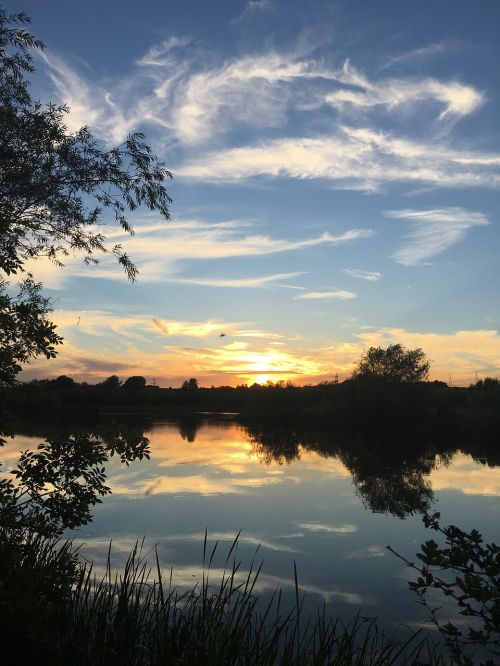 lakes sunset water