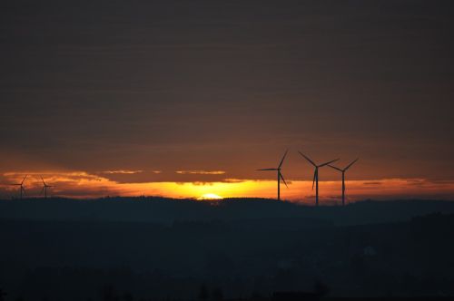 landscape wind turbine sun