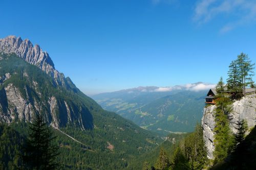 landscape mountains mountain hut