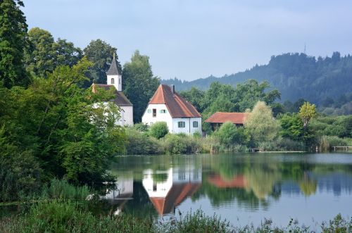 landscape monastery lake