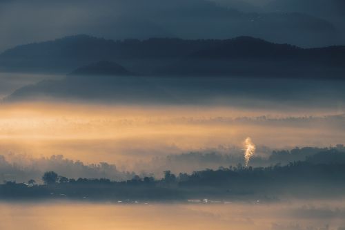 landscape fog sunrise