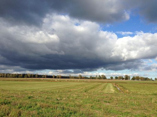 landscape clouds meadow