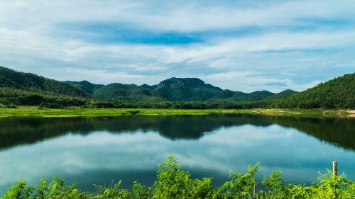 landscape mountains lake