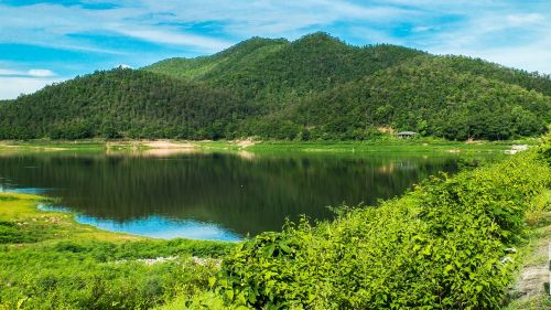 landscape mountains lake