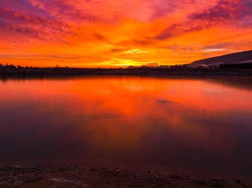 landscape pond twilight