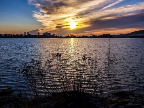 landscape pond twilight