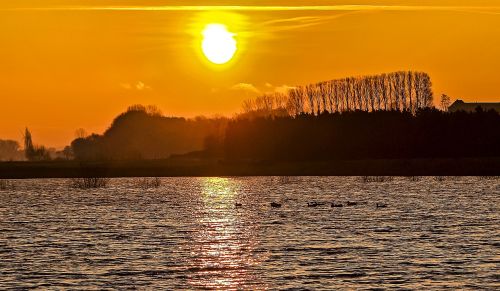 landscape pond twilight