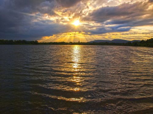 landscape pond twilight