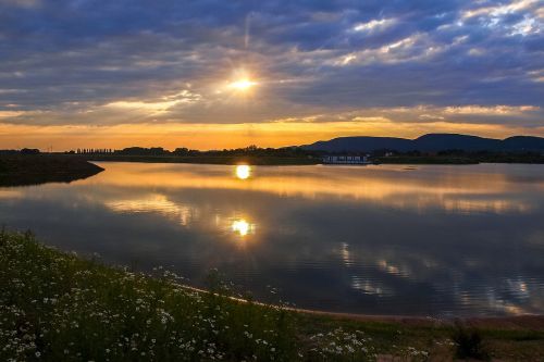 landscape pond twilight