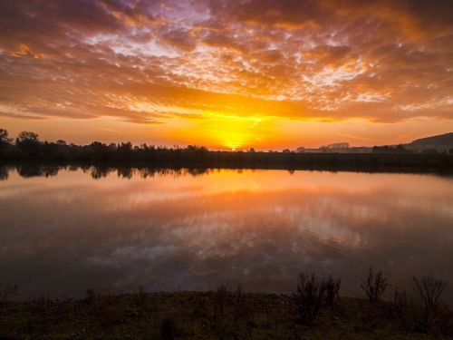 landscape pond twilight