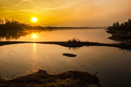 landscape pond twilight