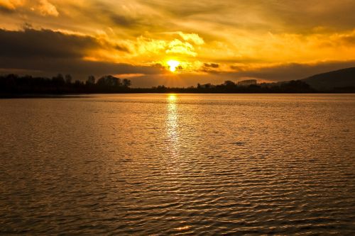 landscape pond twilight