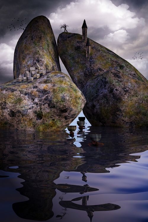 landscape sea mountains